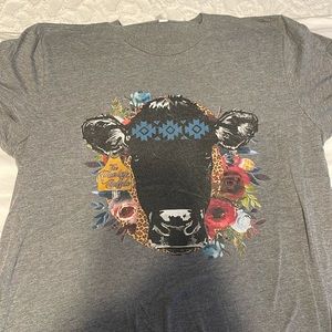 Gray western graphic tee